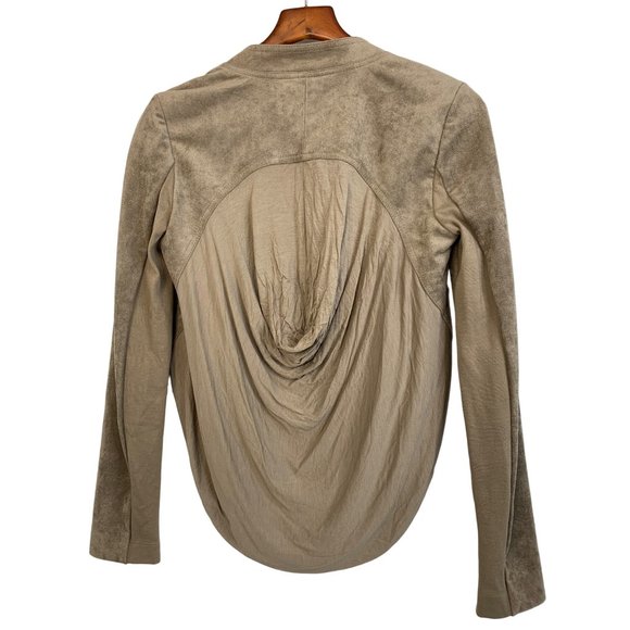 BCBG Maxazria Norton Crop Jacket Faux Suede Small Khaki Stretch $198 6756 NWT - Picture 12 of 14